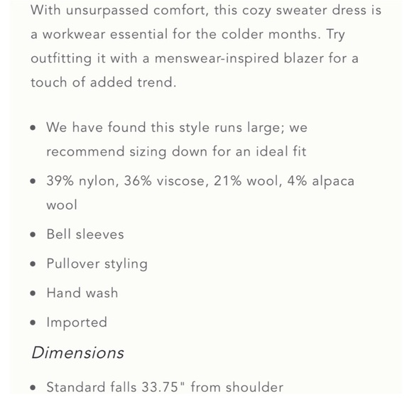 Anthropologie Arseneau Bell Sleeve Sweater Dress NWT Size XS - Picture 13 of 13